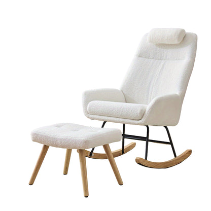 Schommelstoel – Relaxstoel – Fauteuil – Loungestoel – Woonkamerstoel – Teddy Velvet Bekleding – Geïnjecteerd IJzeren Frame Met Rubberen Poten