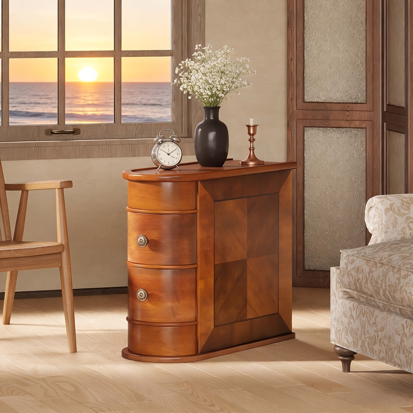 Practical Wooden Edge Table, Can Be Used As a Bedside Table, Suitable for Multifunctional Narrow Edge Tables in Living Rooms And Bedrooms, No Assembly Required, Wardrobe Storage, Luggage Rack