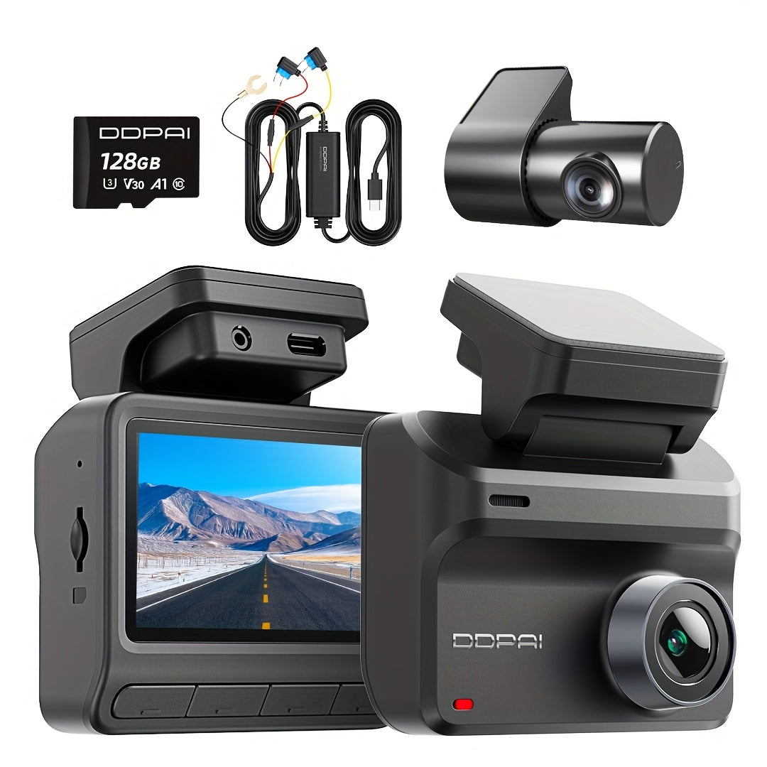 Dashcam – Auto Camera – Bewakingscamera – Videorecorder – Nachtzicht Camera – 24/7 Parkeermonitoring – WiFi Verbinding & G-Sensor – 128GB Geheugenkaart