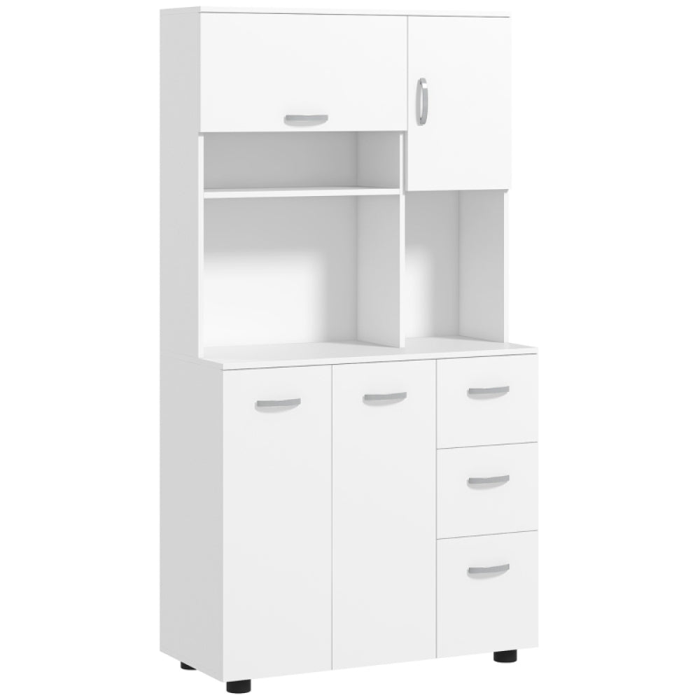 Sideboard, kitchen cabinet, crockery cabinet, 3 drawers, 3 shelves, ample storage space, 89x39.5x168cm, white,  Dining Room Storage Unit, Shelving Storage Unit, Minimalist Cabinet, Functional Storage Design, Apartment Dwell,