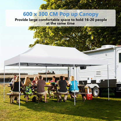 Pop-Up Partytent – Vouwtent – Evenemententent – Zonnetent – Partytent Wit – UPF 50+ Zonbescherming – Stevig Metalen Frame Met Wieltjes