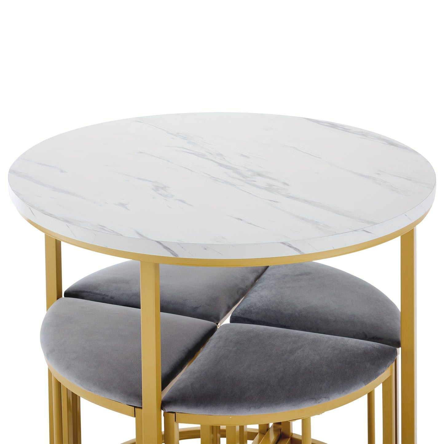 Dining Room Furniture Set, Dining Table and Chairs (Four), MDF Table Top and Gilded Iron Frame Dining Table and Chairs, Velvet Chairs, Modern Luxury Table and Chairs to Ensure Unparalleled Dining Experience