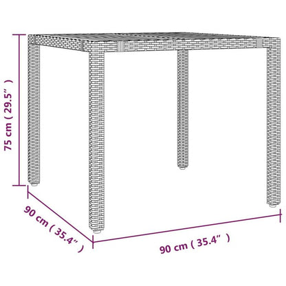 Outdoor Dining Table with Black Poly Rattan & Acacia Wood - Square Patio Furniture, All-Weather Durable Design, Sturdy Legs & Smooth Surface for Garden, Balcony, or Backyard - Modern Contemporary Style in Black & Natural Brow