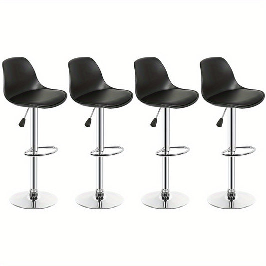 Set of four barstools, minimalist barstools, ergonomic chairs, black, solid barstools for kitchen bar, bar and restaurant, Extra Tall Barstool