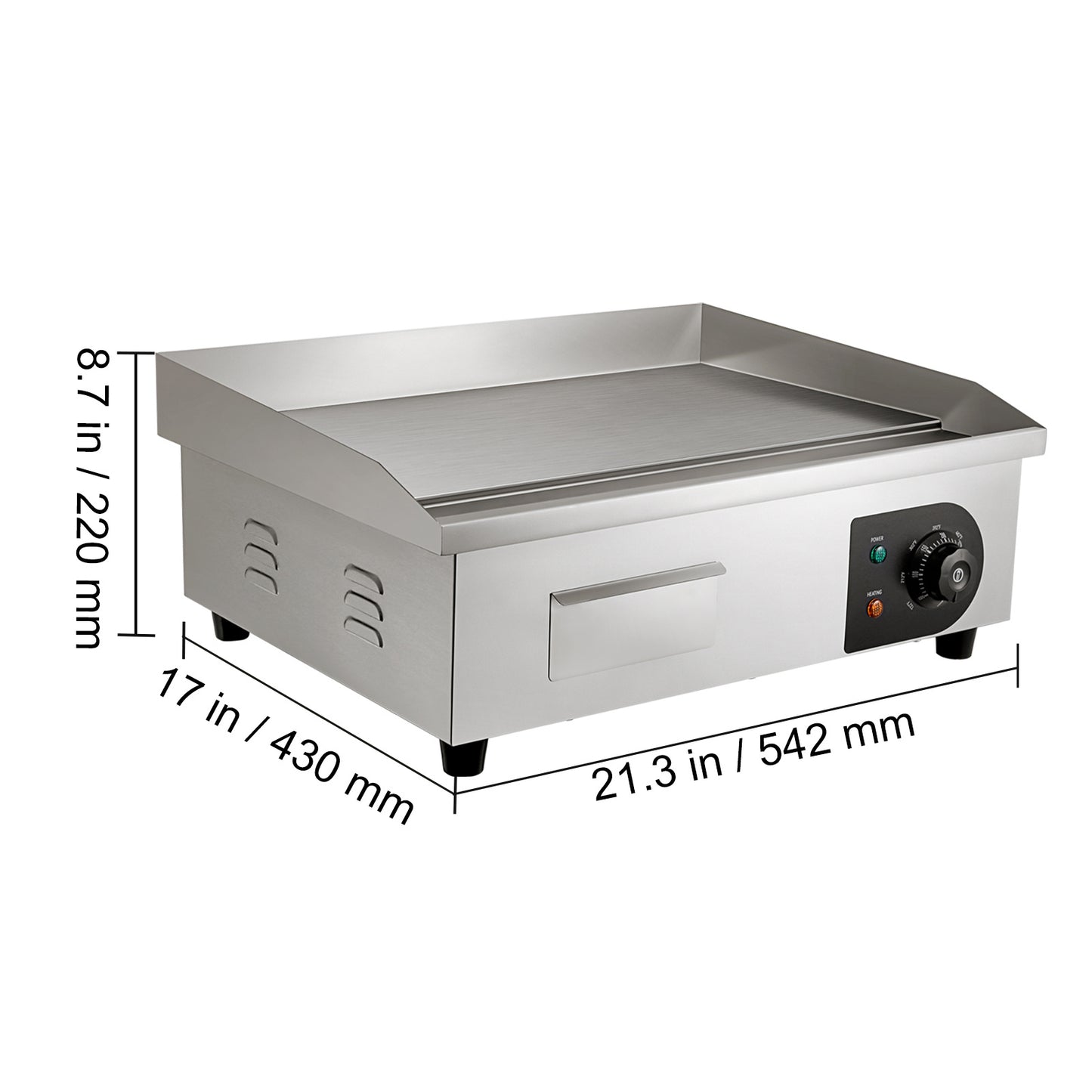 Elektrische Bakplaat – Grillplaat – Teppanyaki – Grill – Kookplaat – RVS – 3000W Vermogen – Groot Bakoppervlak 53,3 cm