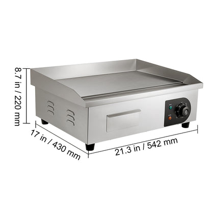 Elektrische Bakplaat – Grillplaat – Teppanyaki – Grill – Kookplaat – RVS – 3000W Vermogen – Groot Bakoppervlak 53,3 cm