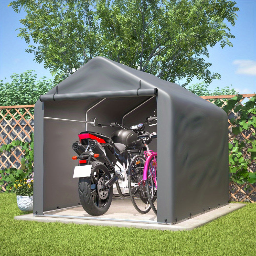 Fietsenstalling – Fietsgarage – Fietsberging – Tuinschuur – Opberghok – 160x220x165 cm – Stalen Frame – Oprolbare Rolluikdeur – Grijs