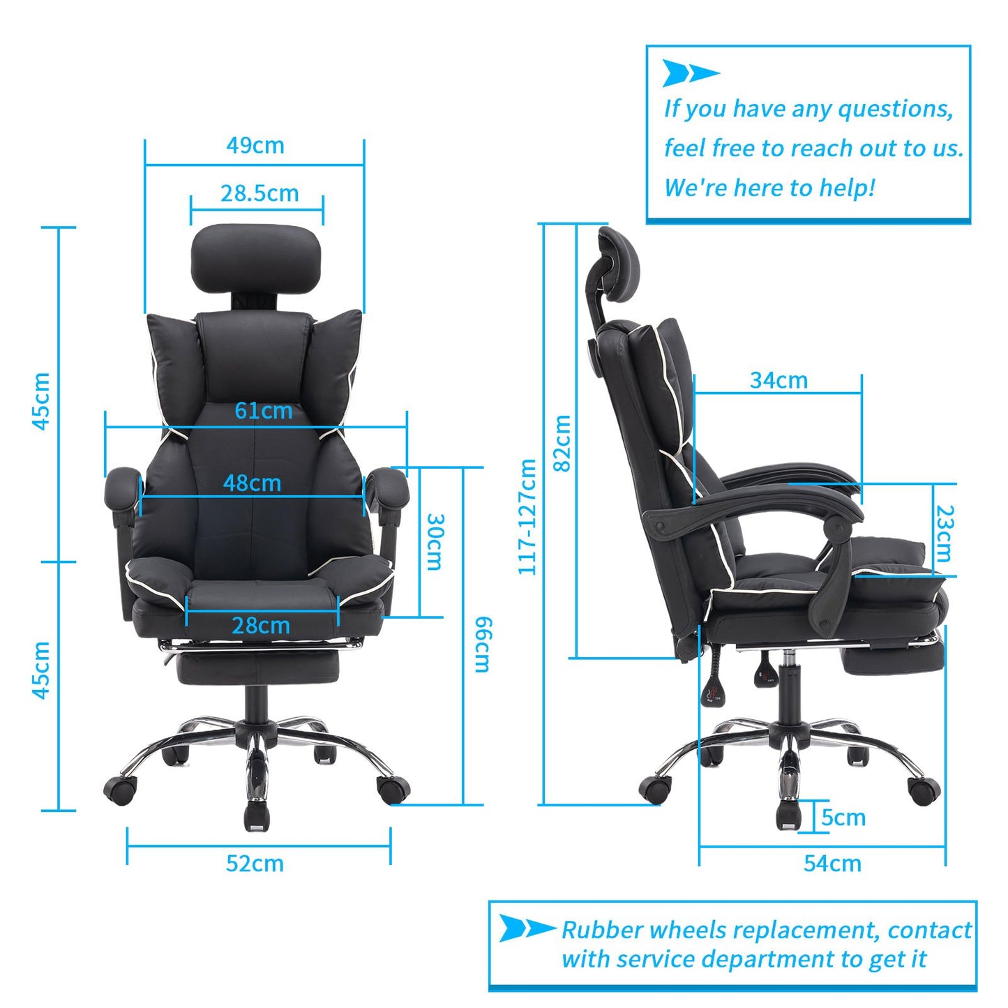 Executive Office Chair with Foot Rest High Back Office Chair Computer Gaming Chairs Black
