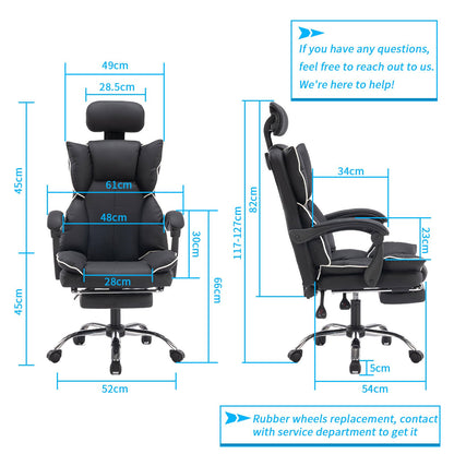Executive Office Chair with Foot Rest High Back Office Chair Computer Gaming Chairs Black