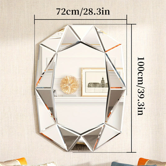 Wandspiegel – Spiegel – Muurspiegel – Badkamerspiegel – Decoratieve Spiegel – Onregelmatig Ontwerp – Facetrand Diamantvorm – 72x100 cm – Hoogwaardig Glas