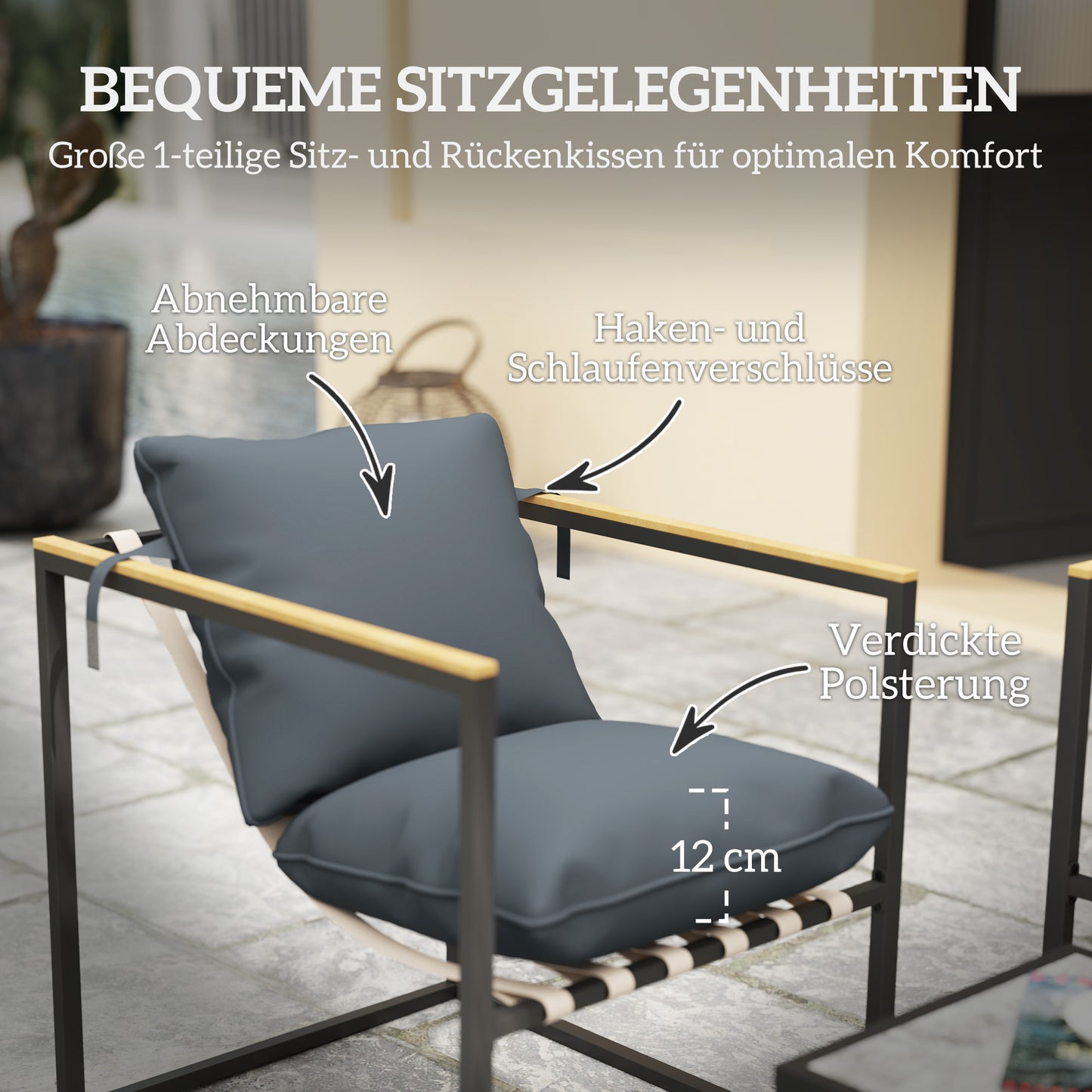 Tuinmeubelen – Tuinset – Loungeset – Balkonmeubels – Buitenmeubelen – 4-Delig – Gepolsterd Met Afneembare Kussens – Stalen Frame – Grijs