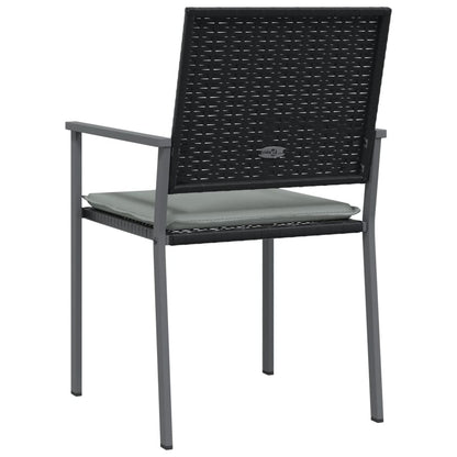 Tuinstoelen – Buitenstoelen – Terrasstoelen – Tuinmeubilair – Zwart Poly Rattan – Stevig Stalen Frame – Inclusief Kussens