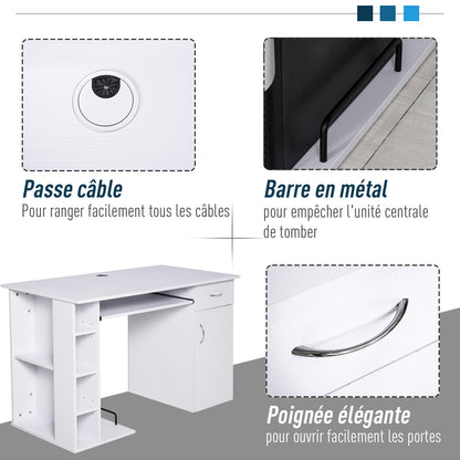 Computerbureau – Computertafel – Bureau – Werkplek – Computermeubel – Met Lade En Keyboardlade – MDF 120x60x74 cm Wit