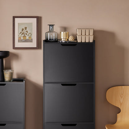 Schoenenkast – Schoenenrek – Schoenenopberger – Opbergkast – Smalle Halmeubel – Compact 50x19x129 cm – MDF Zwart Gelakt