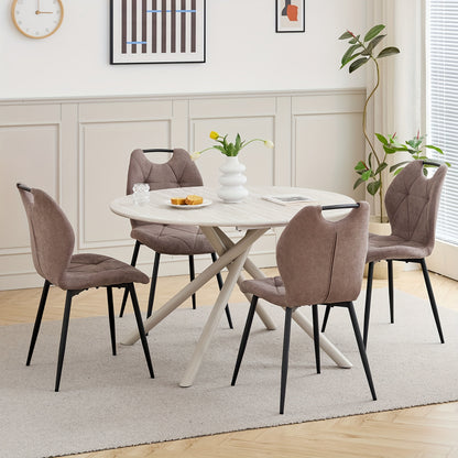 Eettafel Rond – Ronde Eettafel – Ronde Tafel – Keukentafel Rond – Ronde Eetkamertafel – Modern Design – Stevig Gecoat Metalen Kruispoot – 115 cm MDF Blad Grijs