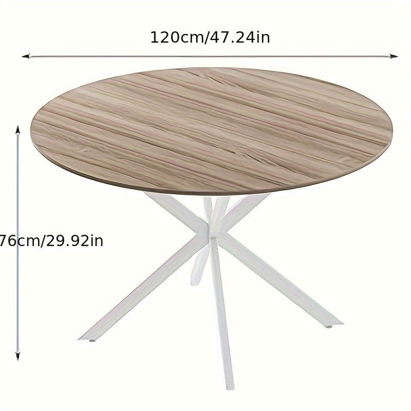 Ronde Eettafel – Ronde Tafel – Houten Tafel – Keukentafel – Eettafel Rond – 120 cm Diameter – Walnoothouten Blad Met Zwarte Metalen Poten