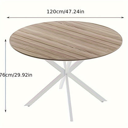 Ronde Eettafel – Ronde Tafel – Houten Tafel – Keukentafel – Eettafel Rond – 120 cm Diameter – Walnoothouten Blad Met Zwarte Metalen Poten