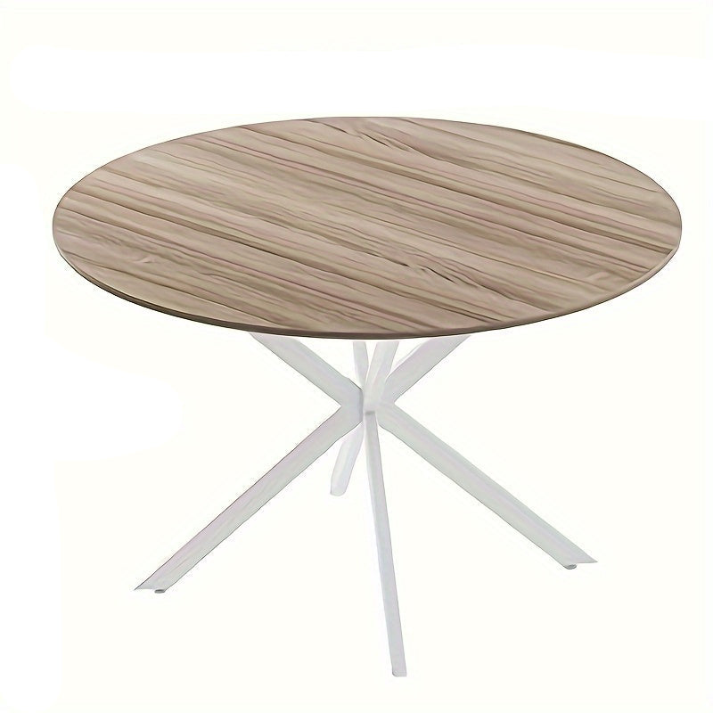 Ronde Eettafel – Rond Eetkamertafel – Keukentafel – Houten Tafel – Retro Industrieel – 120 cm Diameter – Walnoot Houtblad Met Metaal Onderstel