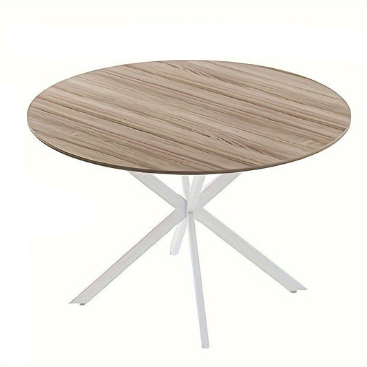 Ronde Eettafel – Rond Eetkamertafel – Keukentafel – Houten Tafel – Retro Industrieel – 120 cm Diameter – Walnoot Houtblad Met Metaal Onderstel
