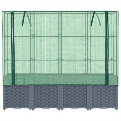 Elevated Raised Planter with Cashew Shells, 160x40x153cm, Rattan-Style Design for Garden or Patio, Durable Plastic Construction with Mesh Sides for Ventilation and Drainage, Patio Planter Box | Rattanlook Planter | Woven Text