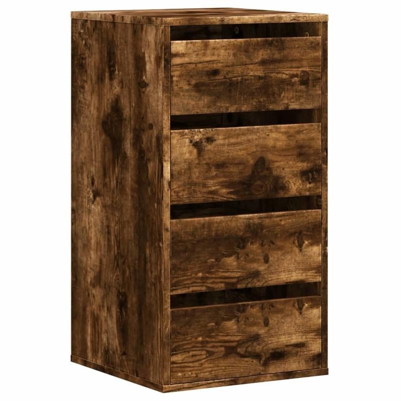Modern Lockable Smoke Oak Wood Storage Cabinet with Lockable Drawers - 40x41x76cm Large Chest of Drawers, Oak Veneer, Easy Assembly -Standing Organizer for Bedroom, Living Room, Office - Minimalist Furniture (Engineered, Stor