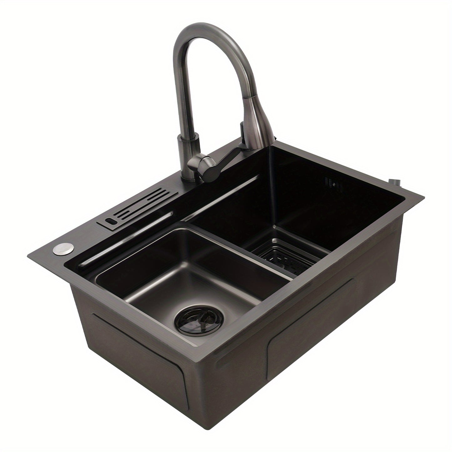 Sink set-60*45-Small waist pumping tap, stainless Steel Golden Rectangular Sink for Kitchens, Restaurants, Cafes, Bars, Hotels