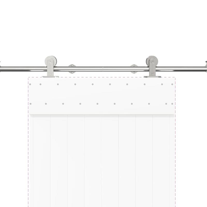 Sliding door fitting set 200cm stainless steel Silvery