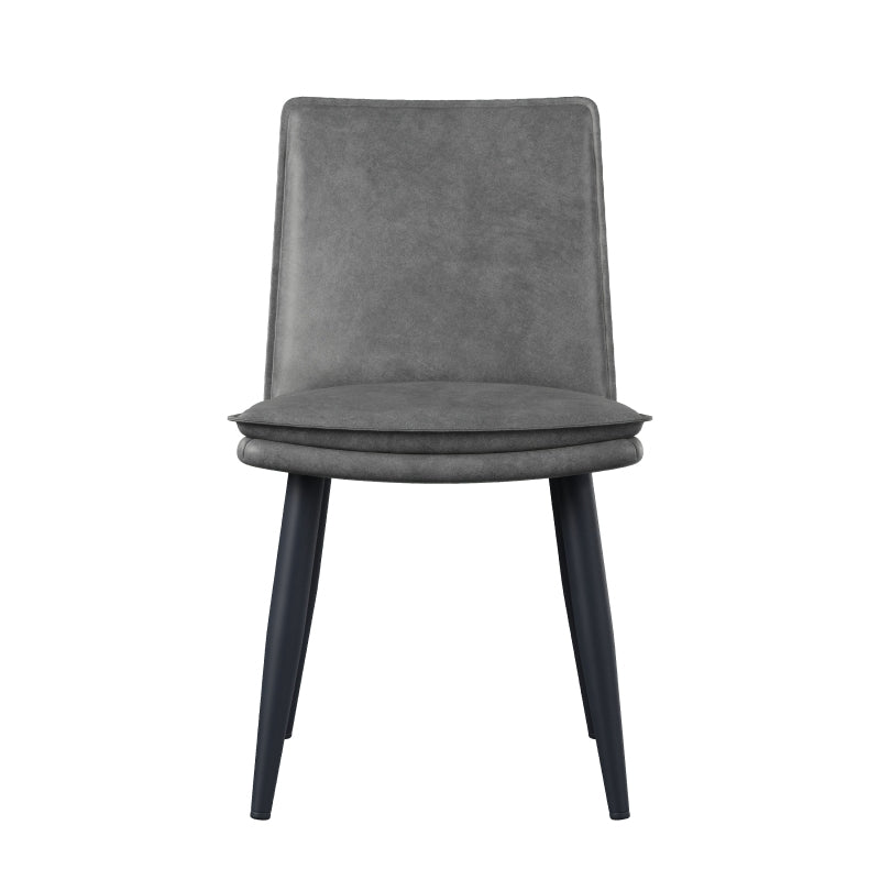 Eetkamerstoel – Stoel – Zetel – Cafestoel – Kuipstoel – Modern Grijs PU – Dubbel Gekussend Zitvlak – Stevig Metalen Frame – Onderhoudsvriendelijk – Comfortabel