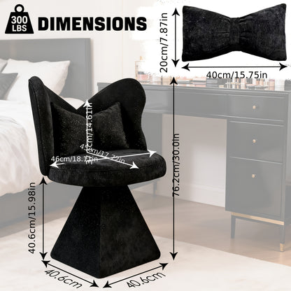 Vlinderstoel – Loungestoel – Draaistoel – Fauteuil – Dressing Chair – Zwart – Draaibaar Zitvlak – Bamboe Frame met Katoenen Vulling