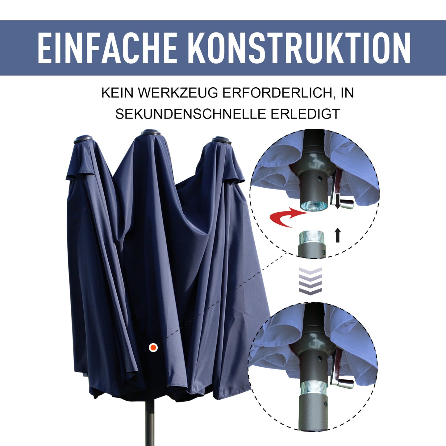 Grote Ovale Parasol – Zonnescherm – Terrasparasol – Dubbele Parasol – Marktparasol – Handzwengel – Lichtbruin Polyester – Windbestendig & XXL Schaduw