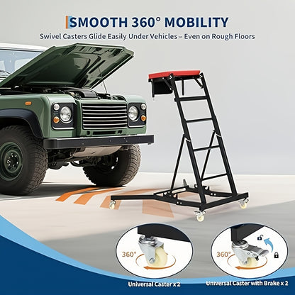 Top Side Creeper – Rolbare Werkbank – Motor Creeper – Garage Krukje – Sidesleeper Auto – Verstelbare Hoogte 122-193 cm – Stalen Constructie 181 kg Belastbaar – Zwarte Variant