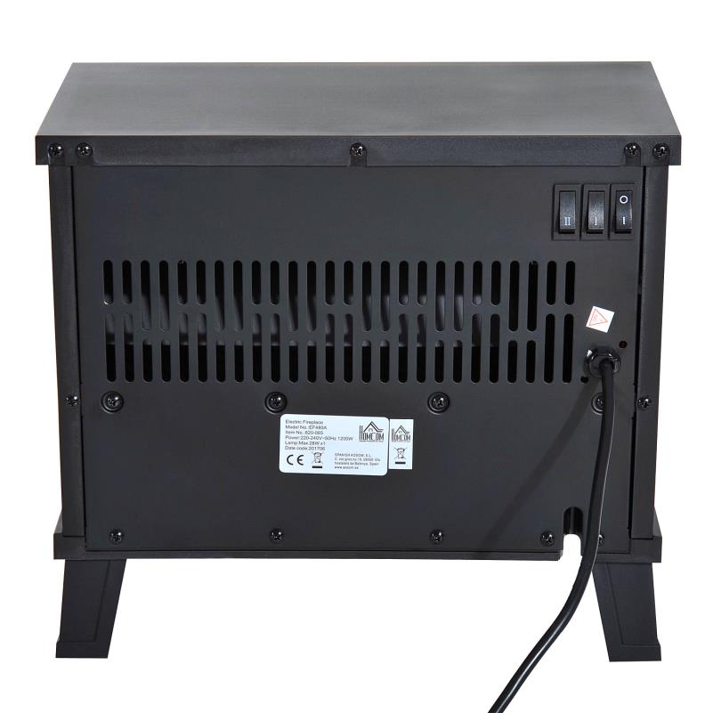 Elektrische Haard – Sfeerhaard – Open Haard – Kachel – Elektrische Kachel – Realistisch Vlameffect – 600W/1200W Verwarming – Compact Zwart Metaal Met Glazen Deur – Veilig En Energiezuinig – 34x17x31 cm