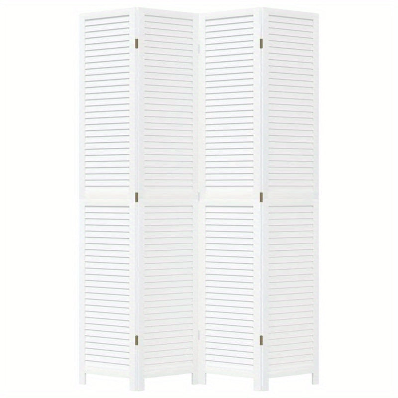 Kamerscherm Met 4 Panelen Massief Paulowniahout Wit