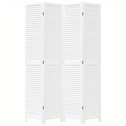 Kamerscherm Met 4 Panelen Massief Paulowniahout Wit