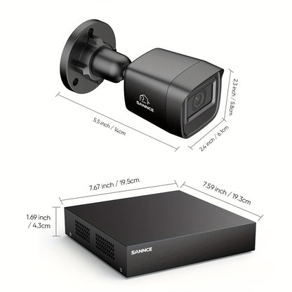 Beveiligingscamera Set – Camerasysteem – Surveillance Camera’s – CCTV Camera’s – Beveiligingskit – 1080P Full HD – 2TB Opslag met Nachtzicht en Mens- en Voertuigdectectie