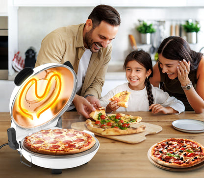 Pizzarette – Pizza Oven – Pizzamaker – Elektrische Oven – Tafeloven – 1200 Watt Vermogen – 30 cm Bakoppervlak – Tot 425°C – Wit
