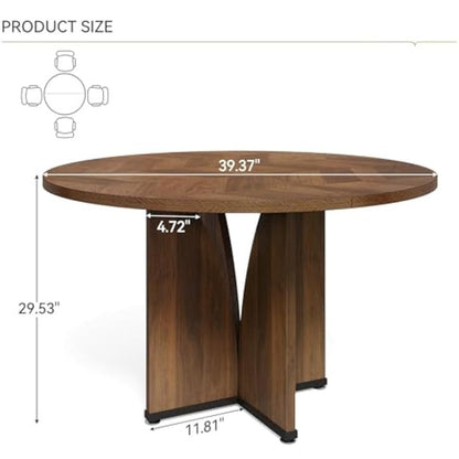 Ronde Eettafel – Keukentafel – Dinertafel – Tafel Voor 4 – Eetkamertafel – Industrieel Design – 120 cm Diameter – Robuust MDF Met X-Poot