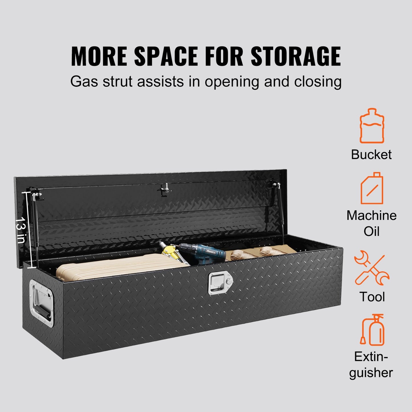 Gereedschapskist – Gereedschapskoffer – Opbergkist – Toolbox – Opbergbox – Aluminium – Waterdicht – Met Slot en T-handgreep – 122x38x38 cm – Zwart