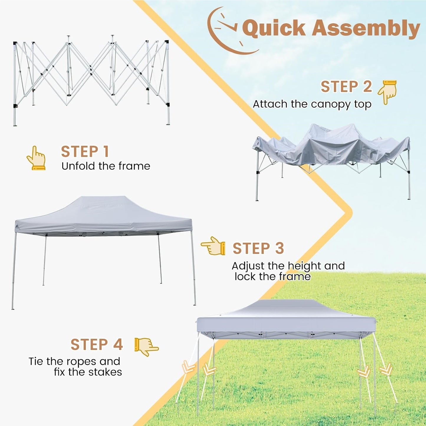 Pop-up Pavilion – Tent – Partytent – Tuinpaviljoen – Opvouwbare Overkapping – 3 x 4,5 Meter – Waterafstotend Oxford Polyester – Verstelbare Hoogte met Draagtas en Wieltjes – Wit