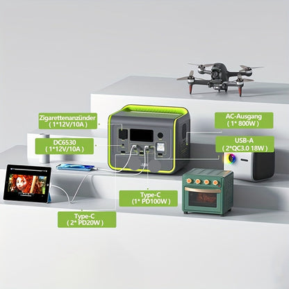 Powerstation – Draagbare Accu – Mobiele Stroombron – Noodstroom – 512Wh Capaciteit – 800W Continu Vermogen
