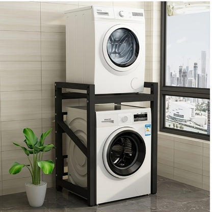 Verstelbare Wasmachine Standaard – Wasmachine Onderstel – Droger Standaard – Stapelrek Wasdroger – Opbergrek Wasruimte – Zwart – 350 kg Draagvermogen – Antislip Verstelbare Hoogte