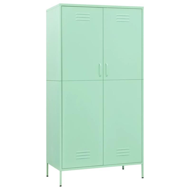 Mintgroene Stalen Kast – Opbergkast – Kledingkast – Bergkast – Vrijstaande Kast – Stevig Staal – Compact 98 cm Hoog