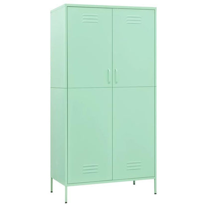 Mintgroene Stalen Kast – Opbergkast – Kledingkast – Bergkast – Vrijstaande Kast – Stevig Staal – Compact 98 cm Hoog