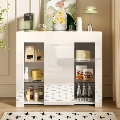 Dressoir – Kast – Sideboard – Opbergkast – Wandmeubel – Wit – Modern Design – Gehard Glas – 95 x 35 x 83 cm