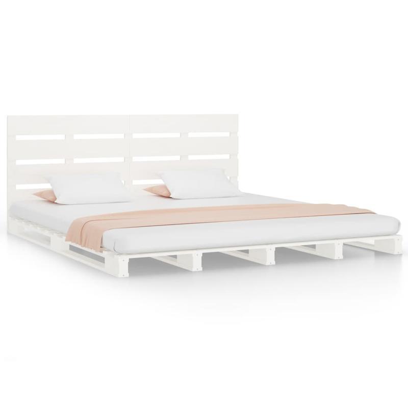Bedframe – Ledikant – Slaapkamerset – Houten Bed – Grenen Bed – Massief Grenenhout – Wit – 180x200 cm – Stevig & Duurzaam