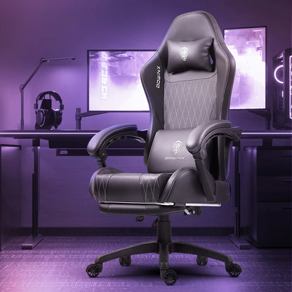 Gamingstoel – Bureaustoel – Comfortstoel – Computestoel – Bureaufauteuil – Ergonomisch Ontwerp – Verstelbare Voetensteun – Blauw