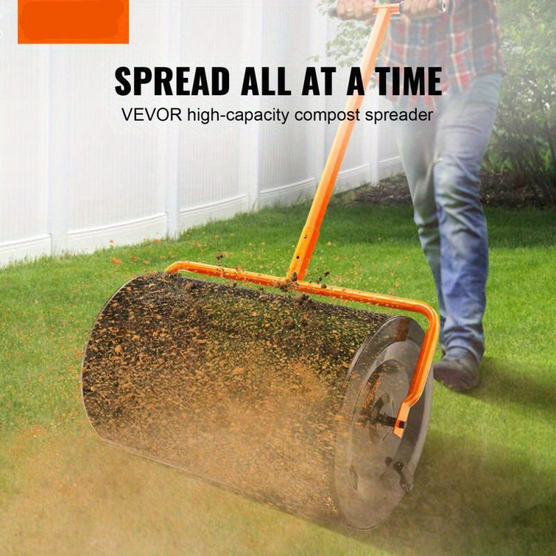 Compoststrooier – Meststrooier – Grondstrooier – Turfstrooier – Verstelbare Handgreep – Gepoedercoat Staal – Werkbreedte 60 Cm