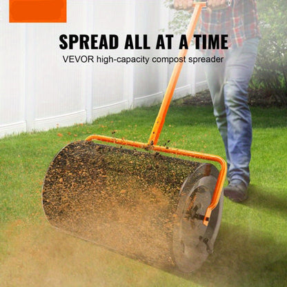 Compoststrooier – Meststrooier – Grondstrooier – Turfstrooier – Verstelbare Handgreep – Gepoedercoat Staal – Werkbreedte 60 Cm