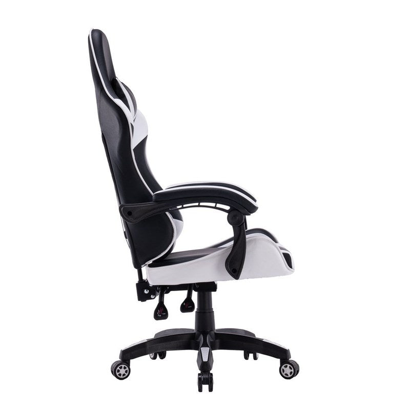 Gamingstoel – Gamestoel – Gaming Chair – Game Stoel – Bureaustoel – Ergonomisch Met Verstelbare Nek- En Lendenkussens – Rugleuning Tot 180° Wit