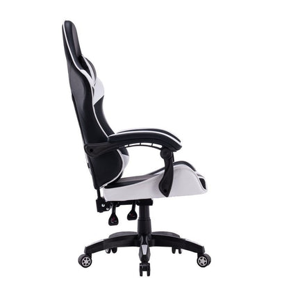 Gamingstoel – Gamestoel – Gaming Chair – Game Stoel – Bureaustoel – Ergonomisch Met Verstelbare Nek- En Lendenkussens – Rugleuning Tot 180° Wit